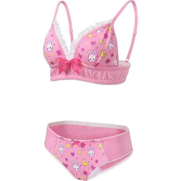 🆕 Women Pink Lacy Trim Nightwear Strap Sleepwear Cami Top Lingerie Bralette Set - Picture 6 of 7